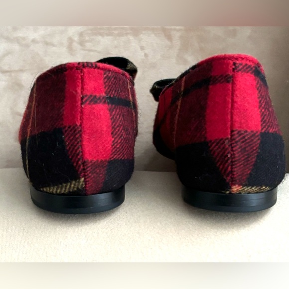 Authentic Polo By Ralph Lauren Tartan Plaid Bow Accented Wool Flats Size 6.5 - Picture 5 of 12